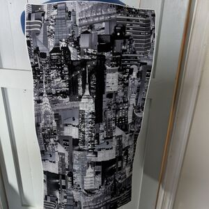 Black and White Cityscape Print Dress